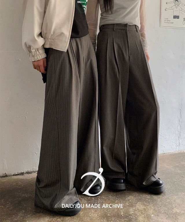 Thompson back banding low pinstripe wide slacks 長褲