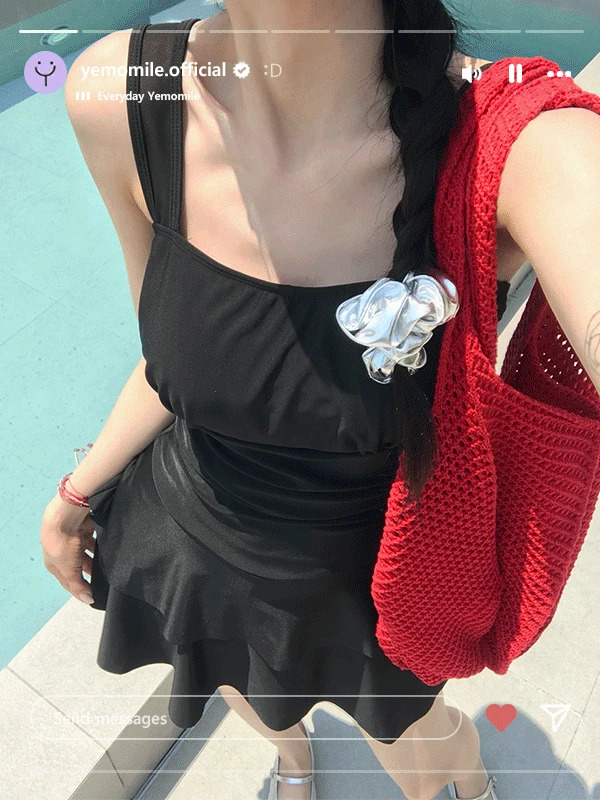 細肩帶緞面洋裝