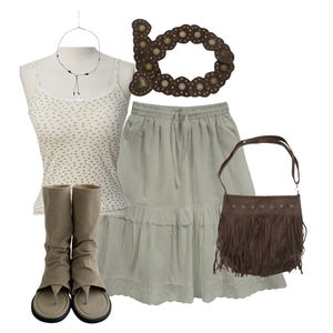 skirt,sleeveless,necklace 코디