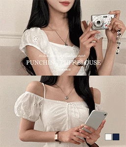 Lups Punching Puff Smoke Off Short Sleeve Blouse