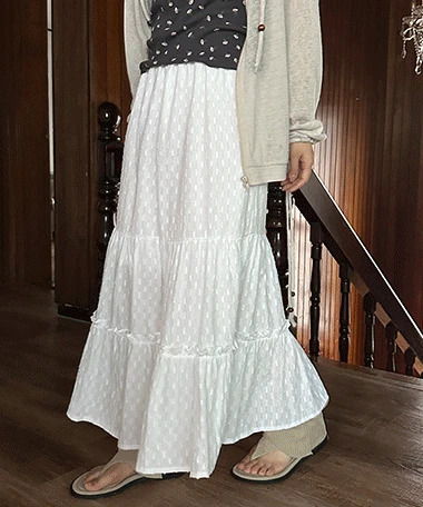 Sorbet punching lace cancan long skirt