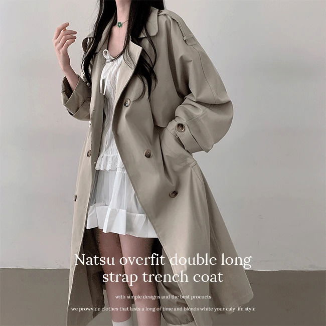 Nats Overfit Double Long Strap Trench Coat