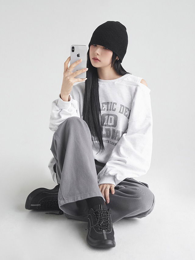 Big size 55-99 Joel lettering overfit shoulder Sweatshirt