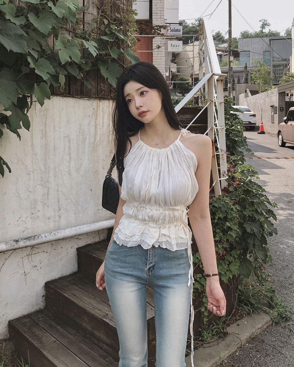 민소매 모델 착용 이미지-S1L52