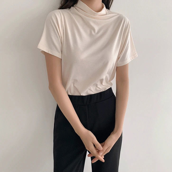 Bdil #Half Turtleneck Short Sleeve T-shirt