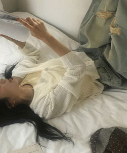 薄荷色簍空復古夏季針織外套