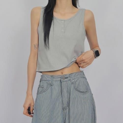 Ribbed Snap Button Sleeveless SL006 (Ships Today)
