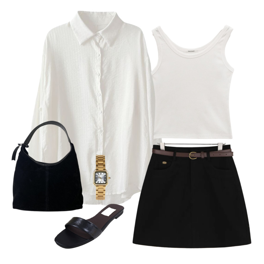 shirt,skirt,sleeveless 코디