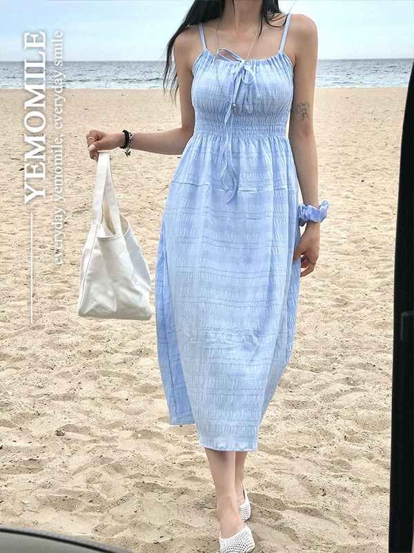 細肩帶緞面洋裝