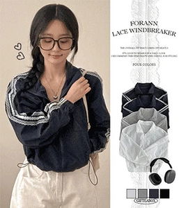 Poen Windbreaker Color Blocking Lace Windbreaker Jacket