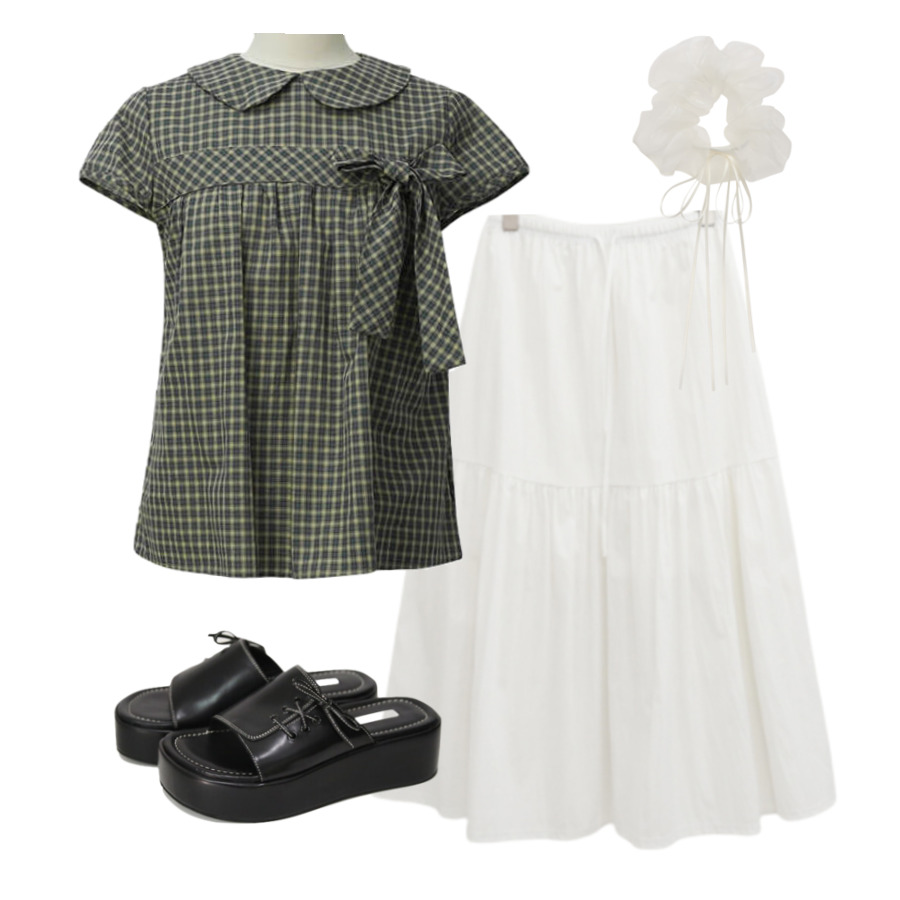skirt,blouses,sandals 코디