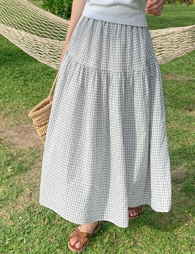Harvey Check Banding Long Skirt 82105