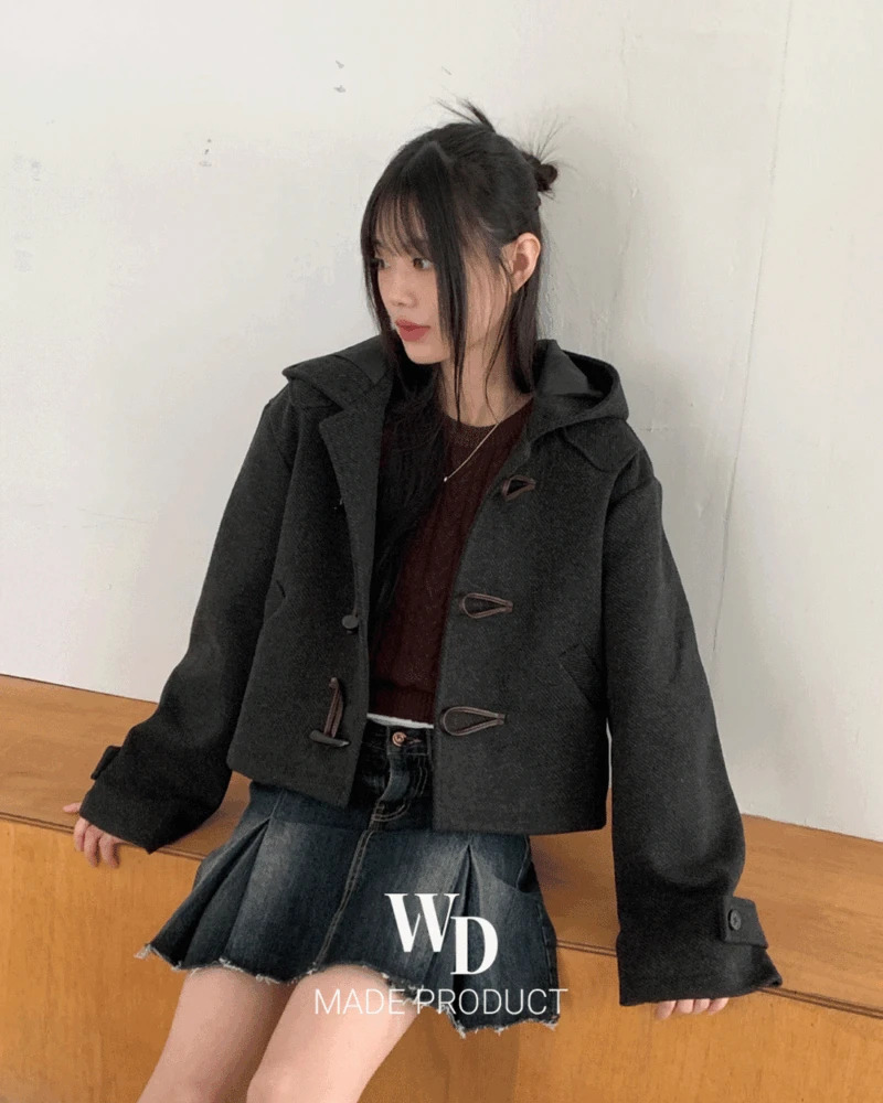 經典牛角釦短大衣