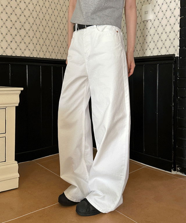 Neang wide white denim pants 长裤