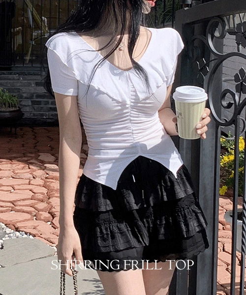 Rani shirring frill short sleeve t-shirt