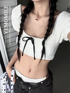 クリーム配色リボンビキニ水着