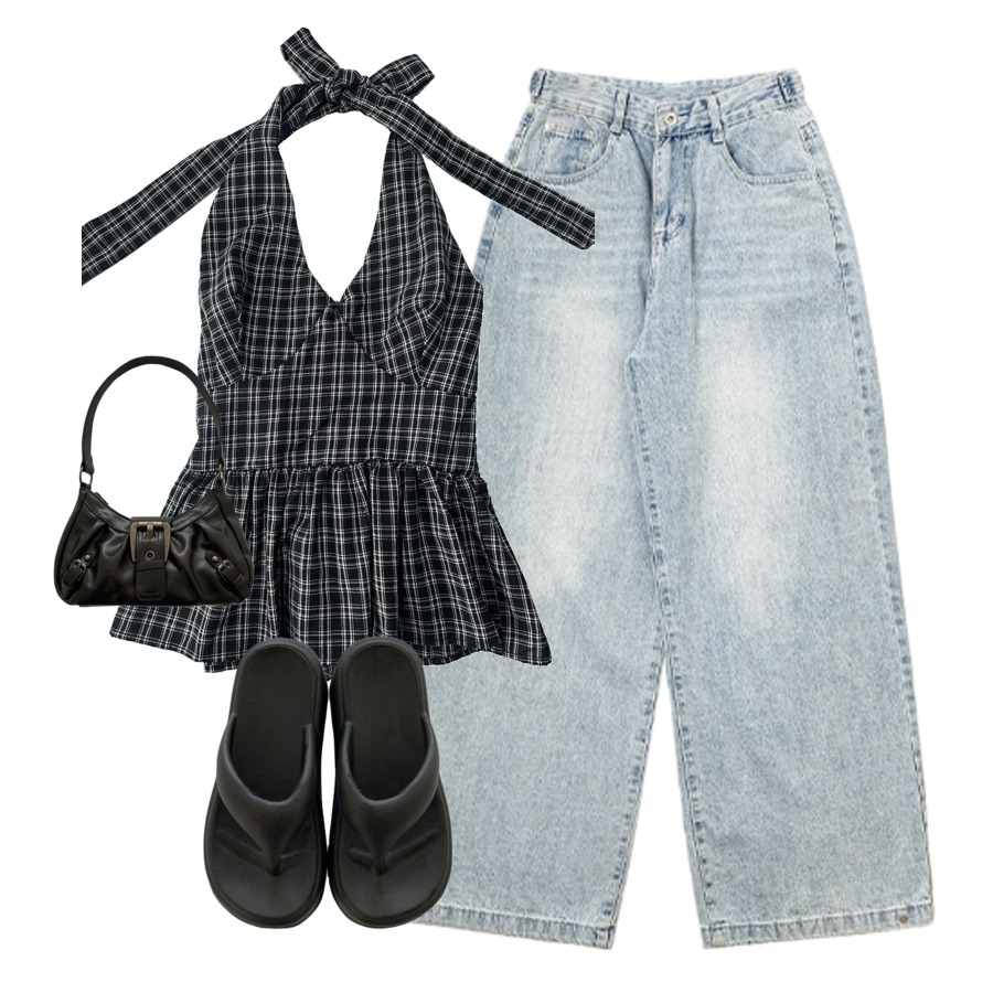 jeans,sleeveless,sandals 코디