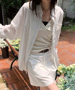 Yumedin Loose-fit fit striped long sleeve shirt -3 colors