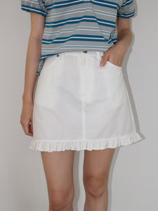 LINEN FRILL MINI SKIRT