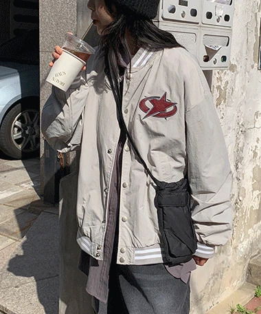 Steer Nylon Embroidered Varsity Jacket