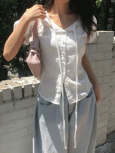 르넬 퍼프 리본 겨울 블라우스 (2color)