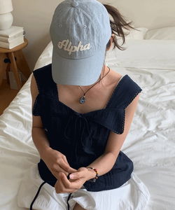 Alpha Vintage Lettering Poly Nylon Small Cut Baseball Cap Summer Hat 5 Colors