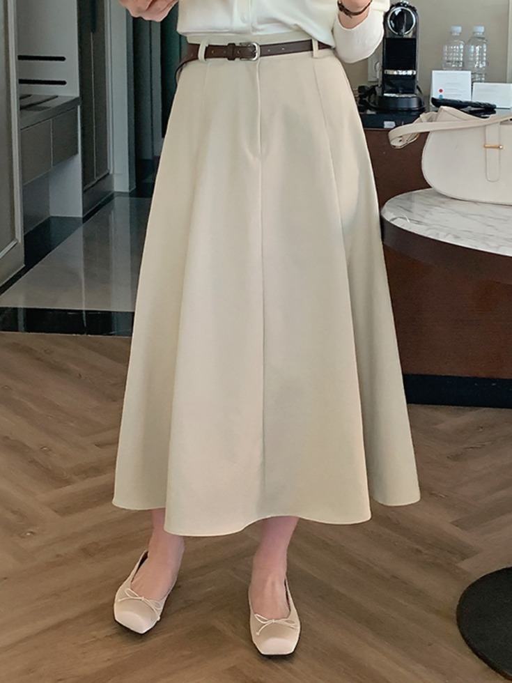 Siliveur Back Banding Flare Long Skirt 裙子
