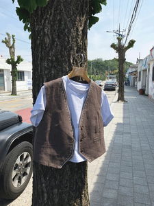 Cow Stitch Linen Vest