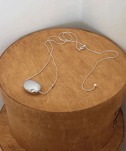 Darren Oval Pendant Silver Long Necklace Necklace Summer Snake Chain Accessory 1 color