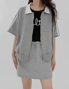 Two-line track 5 color blocking cardigan