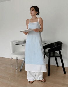 Layered set-up bustier one-slit Dress