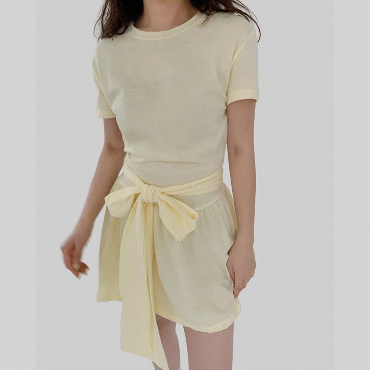 Love Ribbon 2 Round Half Sleeve Mini Dress