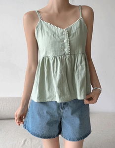 Kongkong embroidery sleeveless peplum blouse