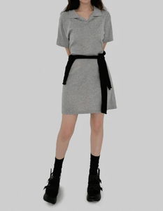 Open pique 3 short sleeve collar Dress
