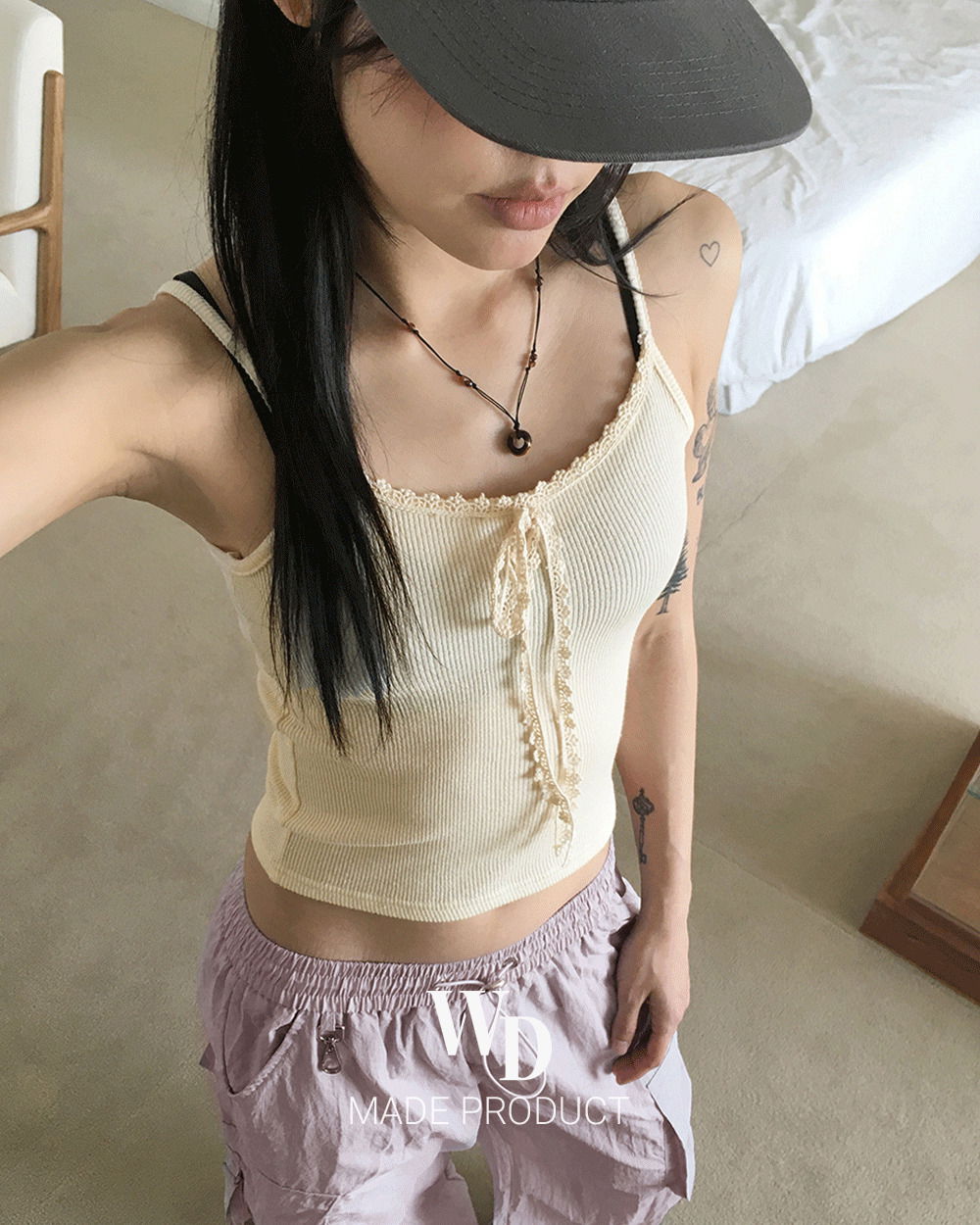 Queenie 復古蕾絲羅紋無袖背心