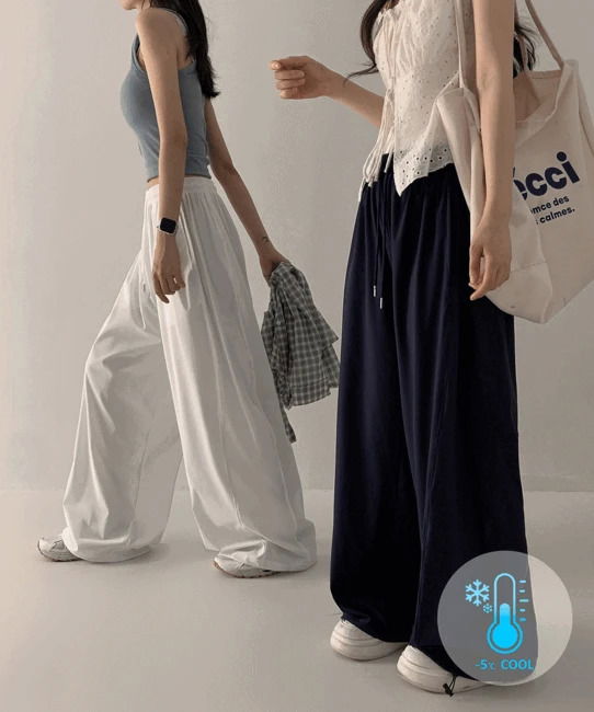 Newb Banding Side Split Summer Wide Cooling Pants