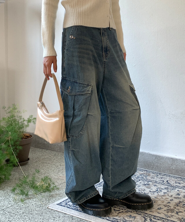 Cartner Parachute Cargo Faded Denim Pants 牛仔褲