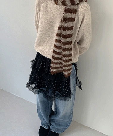 Conioe Dot Lace Layered Wrap Skirt