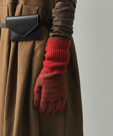 Wickle Stripe Knitwear Gloves