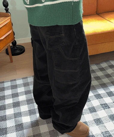 Demin Stitch Corduroy Carpenter Wide Cotton Pants 長褲