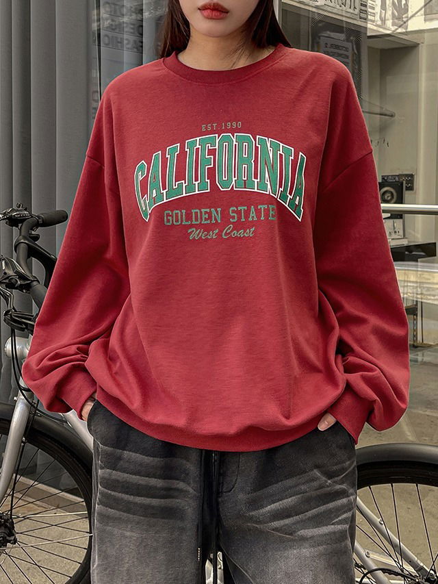 Big size 55-99 california lettering Loose-fit long sleeve Sweatshirt 長袖上衣