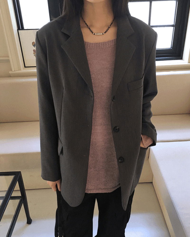Tevy Basic Boxy Overfit Minimal Blazer Jacket 夾克