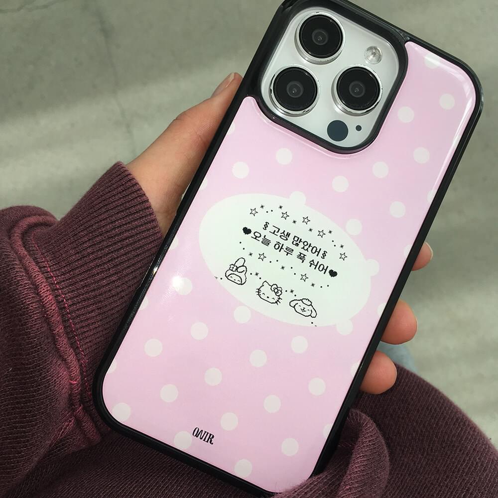 フキダシピンクドットエポキシiPhoneケース (当日発送)