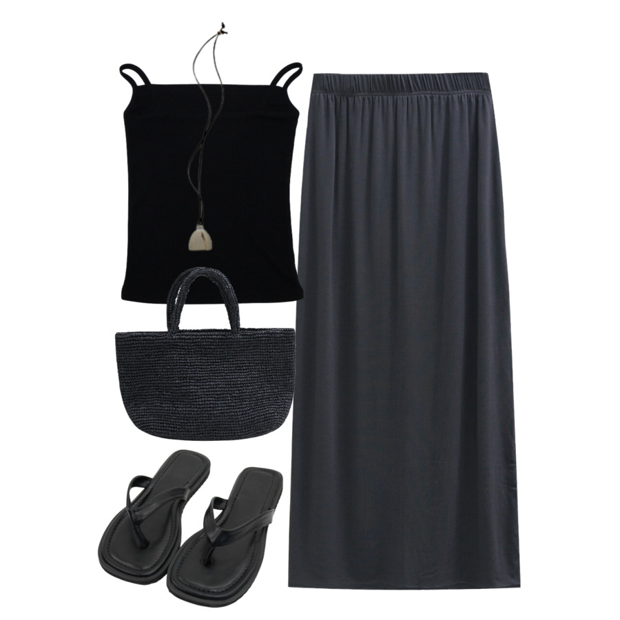skirt,sleeveless,necklace 코디