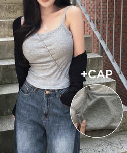 內搭隱形胸墊羅紋無袖背心