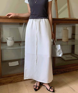 Levon H-line satin string back team long skirt -3color
