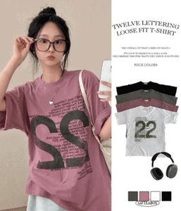 투엘브 레터링 루즈핏 반팔 티셔츠
