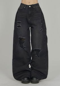 Damaged Wide Denim Pants DE028