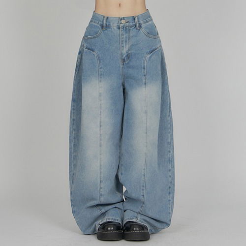 Vintage Washing Panel Pintuck Denim DE024 デニムパンツ