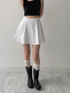 Pin tuck flare mini skirt